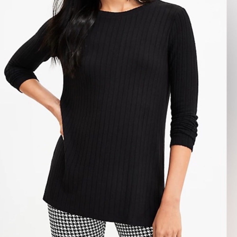 Lou & Grey Black Ribbed Knit Sweater, NWT